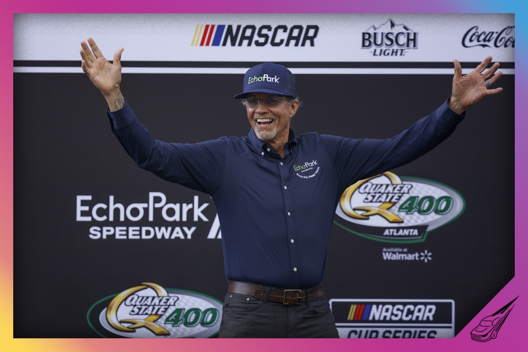HAMPTON, GEORGIA - JUNE 28: Grand Marshals Kyle Petty walks onstage during pre-race ceremonies prior to the NASCAR Cup Series Quaker State 400 Available at Walmart at Echo Park Speedway on June 28, 2025 in Hampton, Georgia. (Photo by Sean Gardner/Getty Images)