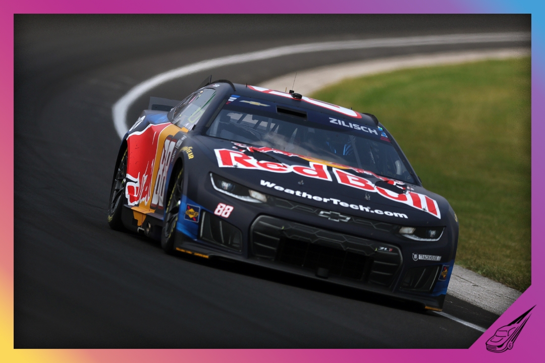INDIANAPOLIS, INDIANA - JULY 26: Connor Zilisch, driver of the #88 Red Bull Chevrolet, drives during the NASCAR Cup Series Brickyard 400 at Indianapolis Motor Speedway on July 26, 2026 in Indianapolis, Indiana. (Photo by Logan Riely/Getty Images)