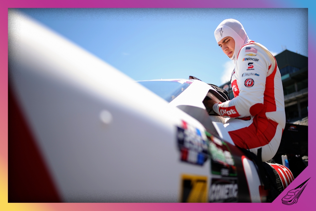 SONOMA, CALIFORNIA - JUNE 26: Sammy Smith, driver of the #8 Pilot Chevrolet, enters his car during practice for the NASCAR O'Reilly Auto Parts Series Pit Boss/FoodMaxx 250 at Sonoma Raceway on June 26, 2026 in Sonoma, California. (Photo by Jonathan Bachman/Getty Images)