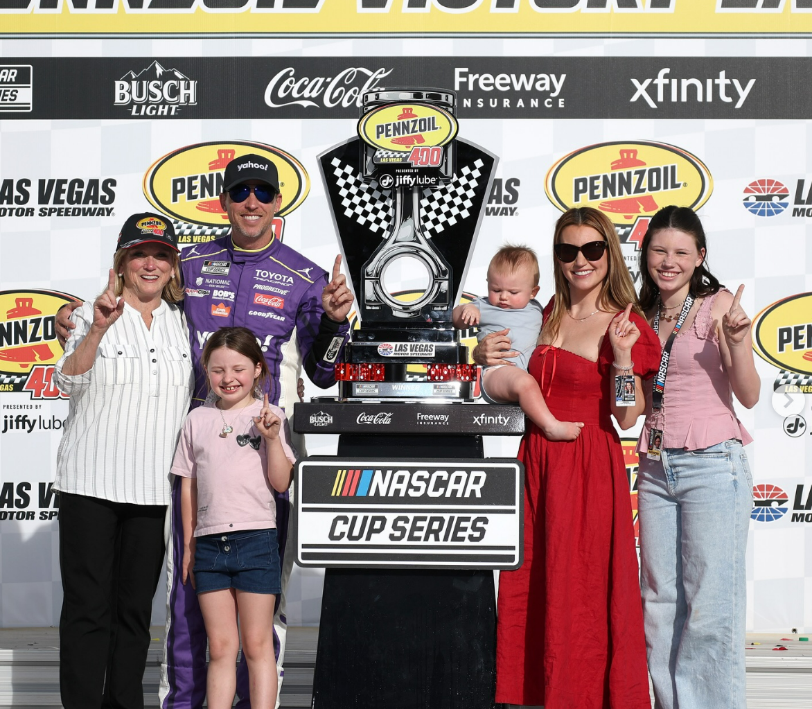 Denny Hamlin with his family - Jordan fish, his mother, and his children