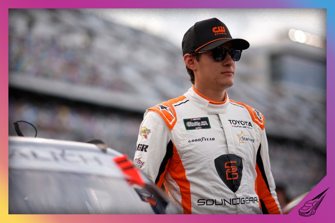 DAYTONA BEACH, FLORIDA - AUGUST 28: William Sawalich, driver of the #18 CW NXT Heatwave/SoundGear Toyota, looks on p the NASCAR O'Reilly Auto Parts SeriesWinn-Dixie 250 Powered by Coca-Cola at Daytona International Speedway on August 28, 2026 in Daytona Beach, Florida. (Photo by Sean Gardner/Getty Images)